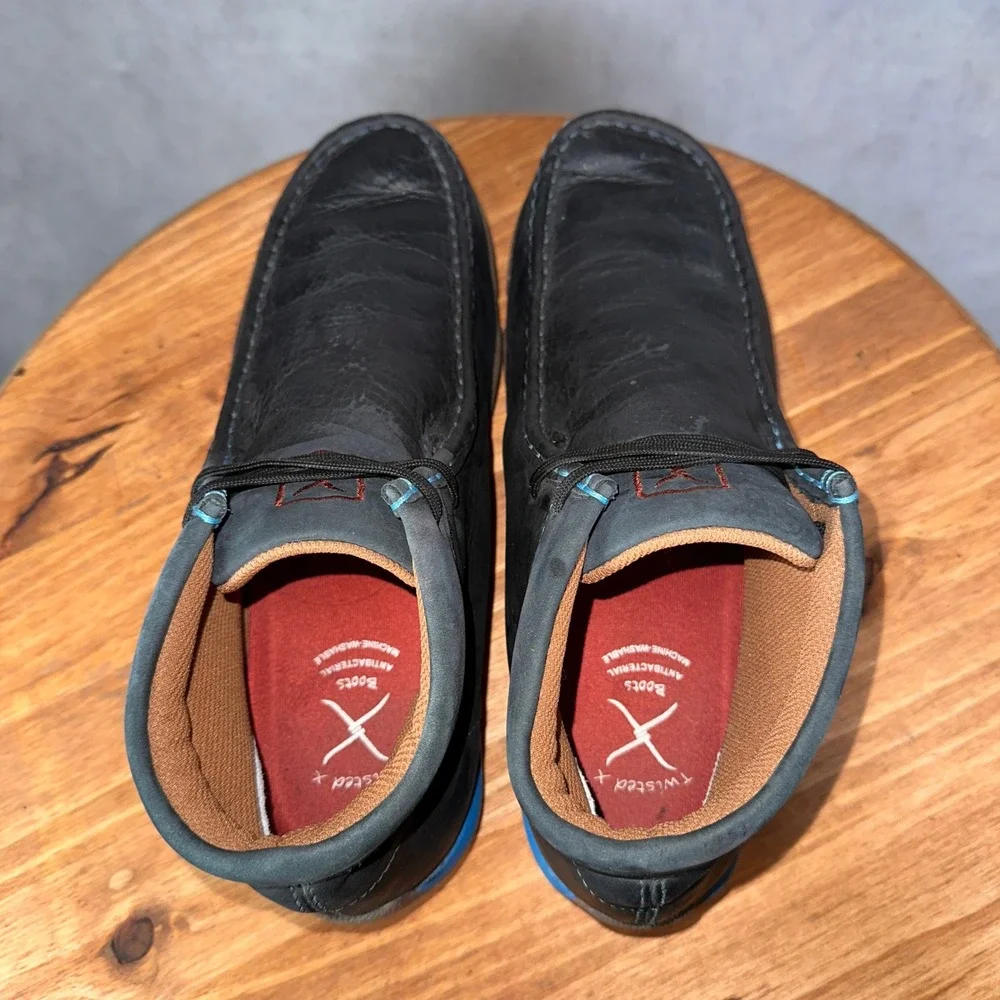 Twisted X Driving Mocs Mens 8M Black Blue Leather Chukka Boots WDM0033 Good